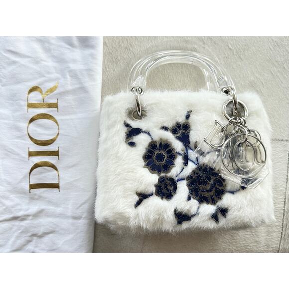 CHRISTIAN DIOR Mini Embellished Faux Fur Lady Dior Bag - Picture 2 of 15